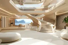 Yacht-Saloon mit gefrästen 3D-Elementen aus Verolith©