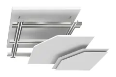 Akustisches Deckensystem aus Blähglas-Leichtbauplatten, engineered by Verotec